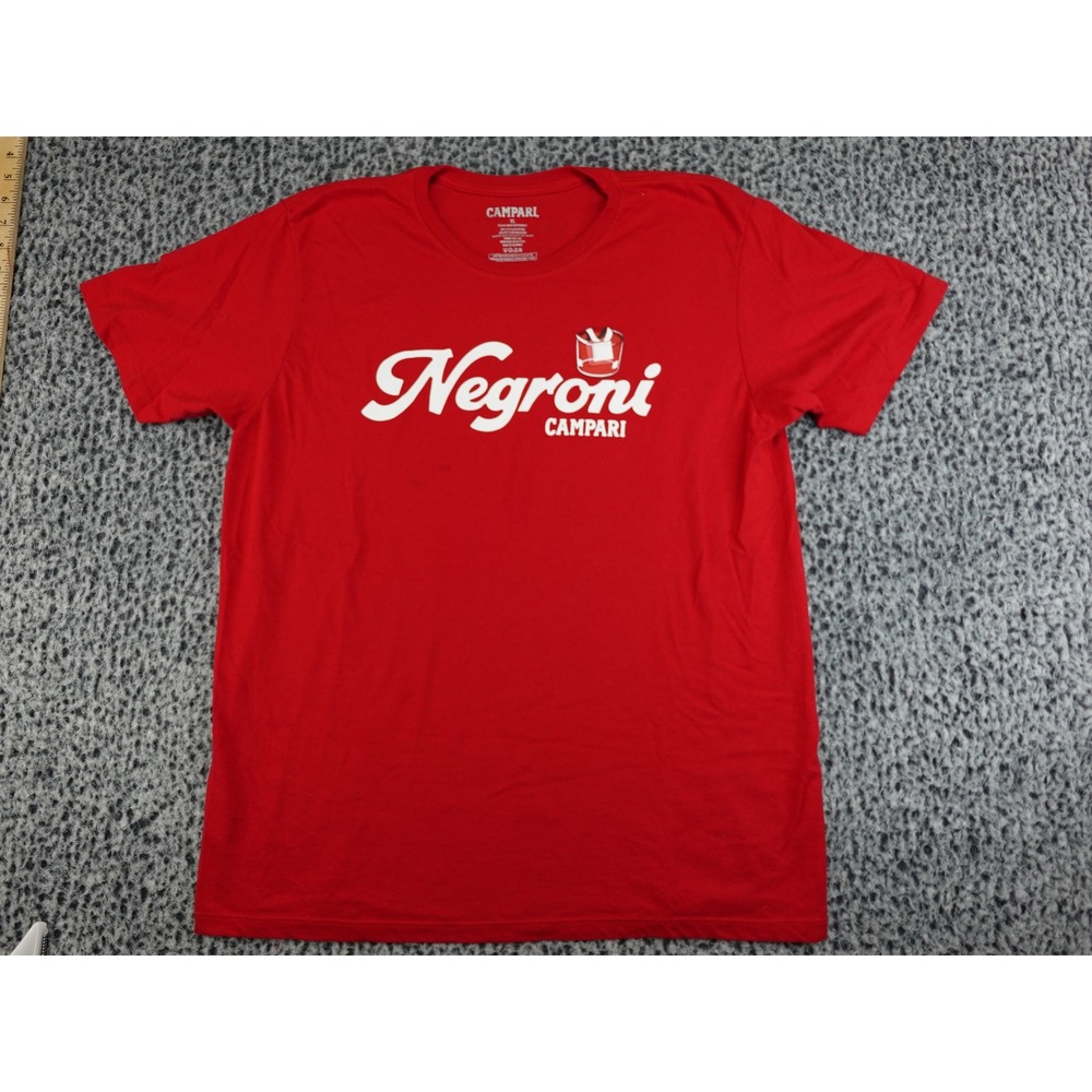 Campari Negroni T Shirt Mens‎ XL Red Good Graphic Upcycled Cotton Blend Tee